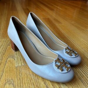 TORY BURCH CLAIRE 50MM FRENCH GRAY CALF LEATHER PUMPS